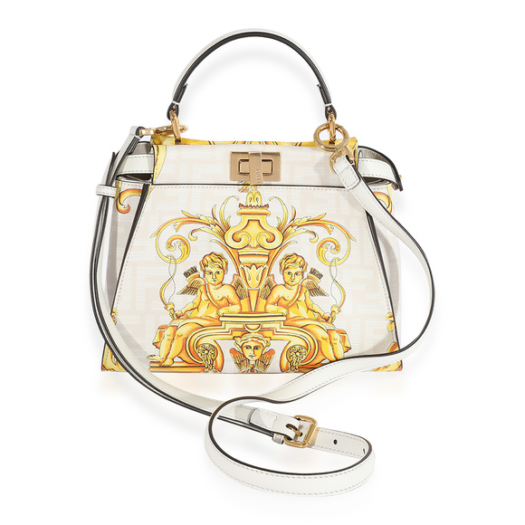 Fendi x Versace Fendace Gold Baroque & White FF Motif Mini Peekaboo - Picture 2 of 6